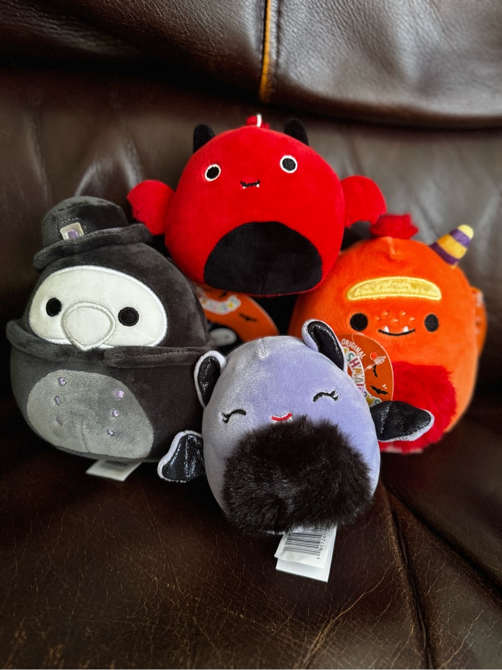 Halloween Squishmallow Lot - 5” Aldron, 5” Ernest, 4” Joldy & 3.5” Dante